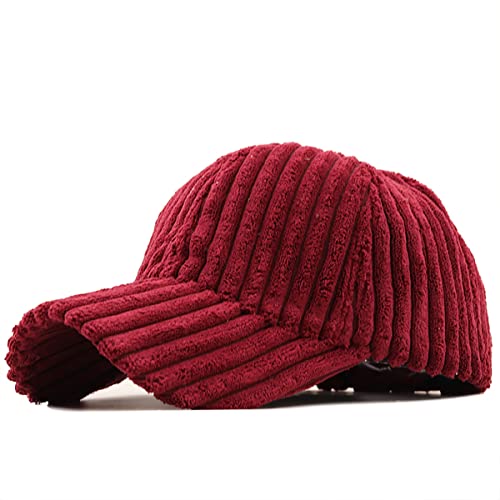 Casquette de baseball en velours côtelé réglable rouge vin contre le froid de la chasse