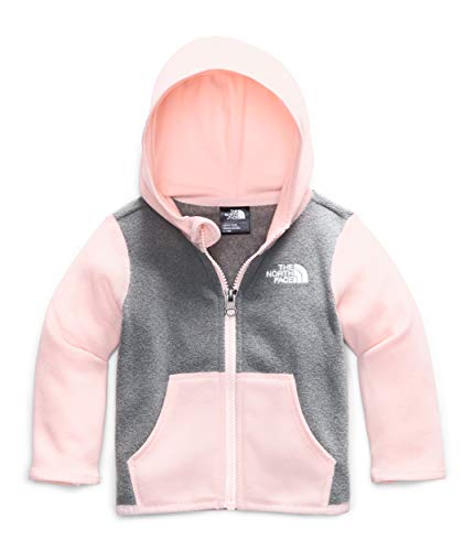 The North Face Infant Glacier Full Zip Hoodie, TNF Medium Grey Heather/Pink Salt, 18-24 Months