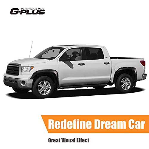 G-Plus Fender Flares, Compatible With 2014-2020 Toyota Tundra, 66.7" / 78.7" / 97.6" Bed Length, Pocket Rivet Style Smooth Black Wheel Cover Protector Vent Trim 4Pcs #TOP3