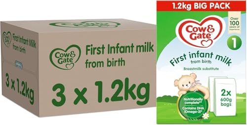 Cow & Gate 1 First Infant Baby Milk Powder Formula, from Birth, 4.16 kg (Pack of 3)