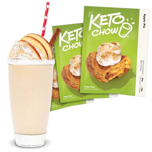 Keto Chow Apple Pie - Keto Meal Replacement Shake Powder - Nutritionally Complete - Low Carb - Delicious Easy Meal Substitute - Protein Rich You Choose The Fat - Single Meal - 3 Pack