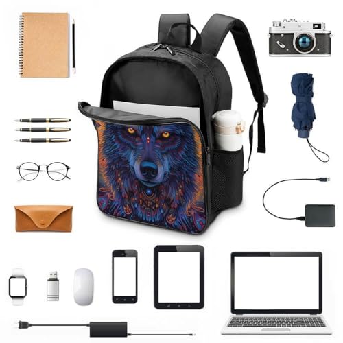 Mochila infantil con correa para el pecho de lobo 3D 4
