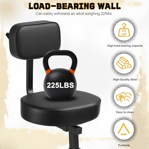Image of Adjustable Guitar Stool with Stand & Backrest, 225LBS Heavy-Duty Padded Guitar Seat with Footrest, Foldable Ergonomic Guitar Chair for Home Practice, Studio & Stage(Black)