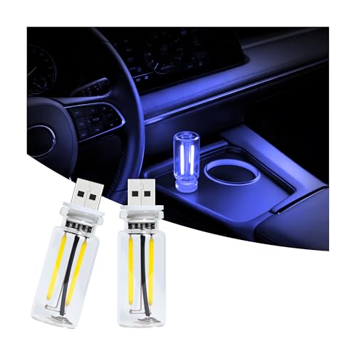 Ligrel Car USB Night Light Touch Dimmable - 2-Pack Retro LED Filament Lamp for Truck Interior, Bedroom & Camping | Glass Bottle Ambiance Lighting (Blue)