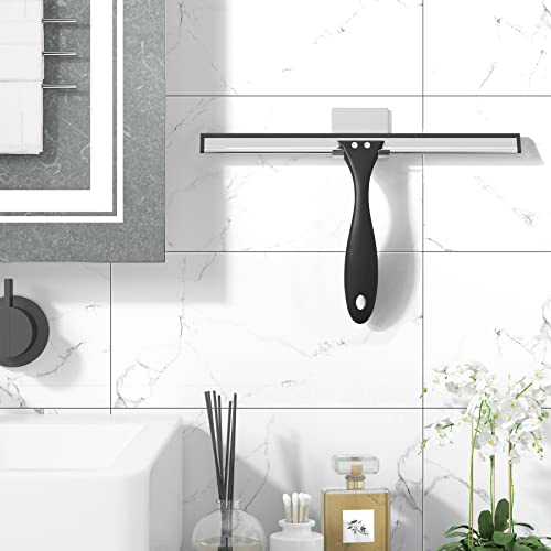 Image of AmazerBath Squeegee for Shower Glass Door, Shower Squeegee for Glass Doors - All-Purpose Squeegee with Hook for Shower Doors, Windows, Mirrors, Tiles and Car Glass, 12 Inches