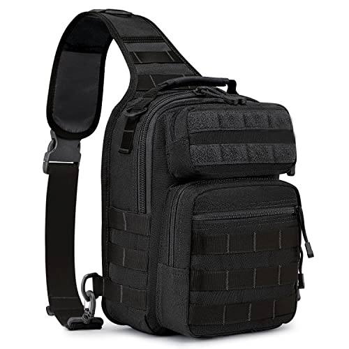 G4Free Sling Backpack Tactical Molle One Strap EDC Daypack Military Small Chest Pack for Daily use(Solid Black)