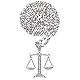 Equilibrio Libra Colgante Escalas De Justicia Collar, Bling Iced Out Cubic Zircon Hip Hop Joyería para Hombres Mujeres, Rapero Charm Street Rock Cadena Cubana De Acero Inoxidable (