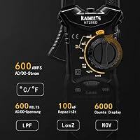 KAIWEETS HT206D Stromzange, Strommessgerät DC/AC Strom: 0-600A, Zangenmultimeter True-RMS 6000 Counts Auto-Ranging, misst Spannung Kapazität Durchgang (AC/DC-Strom) – Ansicht 2