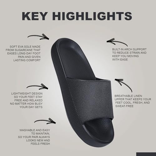 Image of Comfortable Cushioned Sole Arch Support Sliders | Durable Lightweight Flexible Style | Casual Flats Footwear Man | Ultra Soft Sliders for Adult | Stylish & Anti-Skid