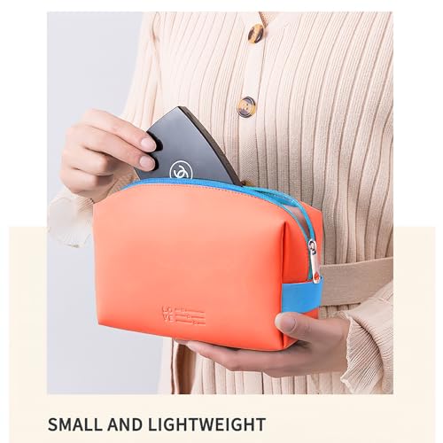Image of Cortina Pouch for Travel Makeup Bag, Makeup Organizer Bag, Cosmetic Bag Makeup Bag for Women, Toiletry Bag for Travel Tools 16.5x7x11.5cm, Small, Orange