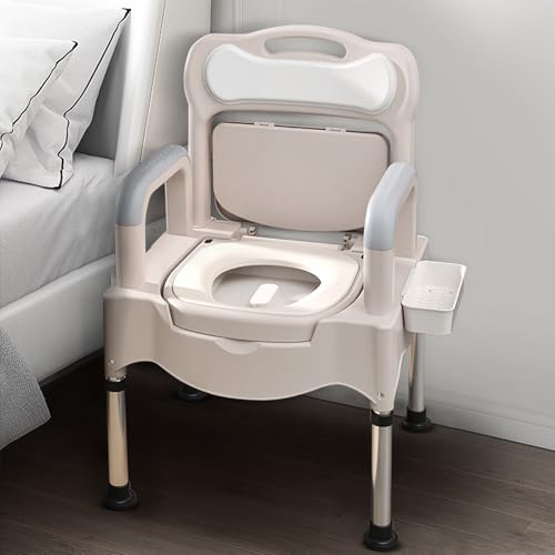 Regulowane krzesło toaletowe dla seniorów - Bedside Commode z 18,5-calowym ultra-szerokim siedziskiem do użytku domowego