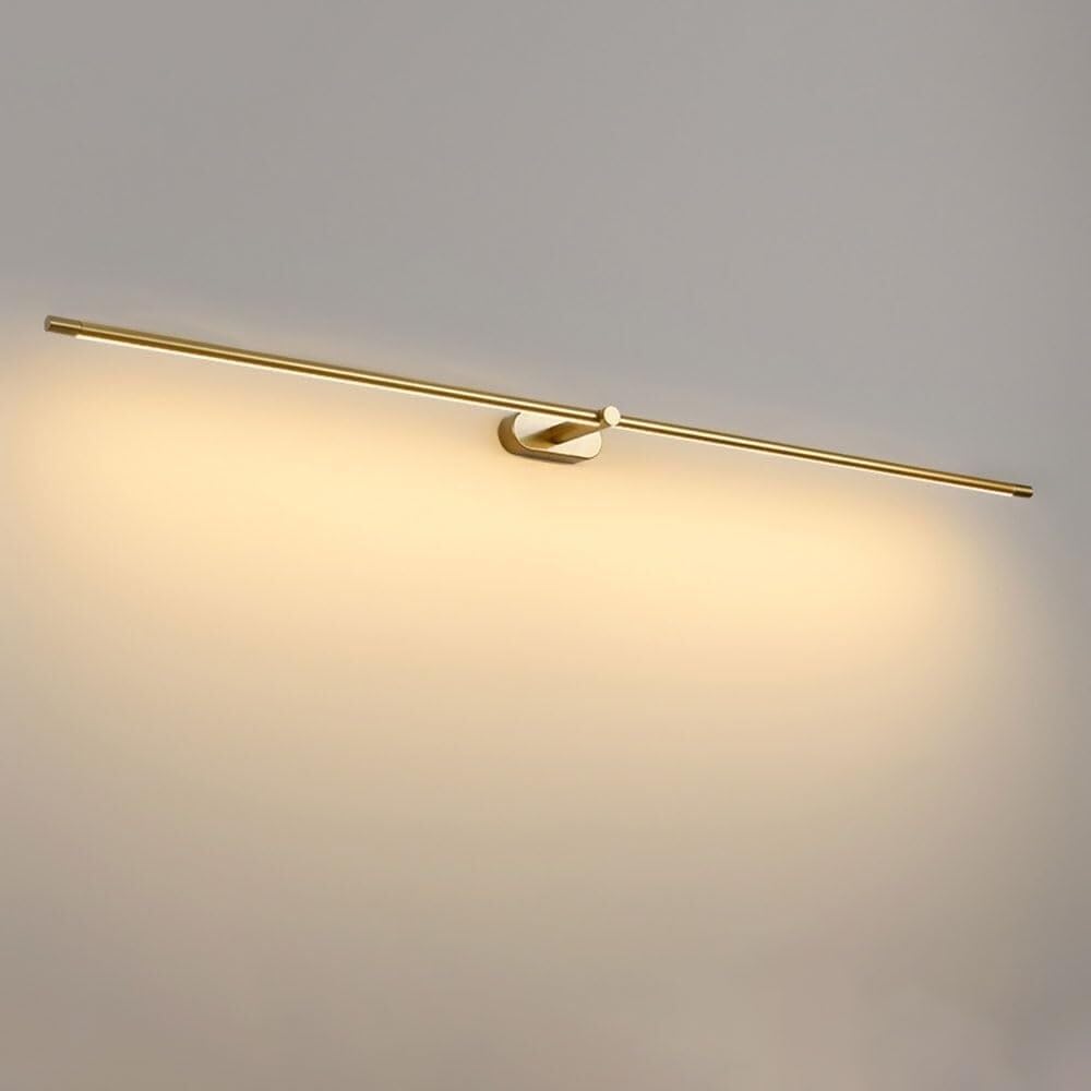 Lampada Specchio LED Lineare Moderna, Applique Bagno Minimalista Luce per Specchio Lunga per Trucco Lavabo Bagno(Gold(3000K),98cm/38.58in)