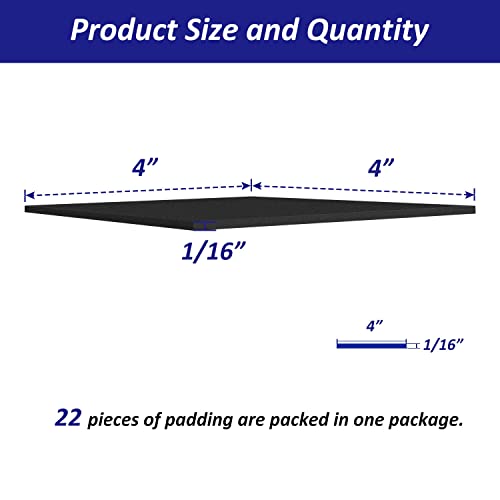 Image of Foam Padding Sheets with Adhesive Backing - Self Stick Neoprene Insulation Foam,22PCS 1 /16 Inch Thick X 4 Inch Long X 4 Inch Wide - Closed Cell Foam Sheet Square Pad