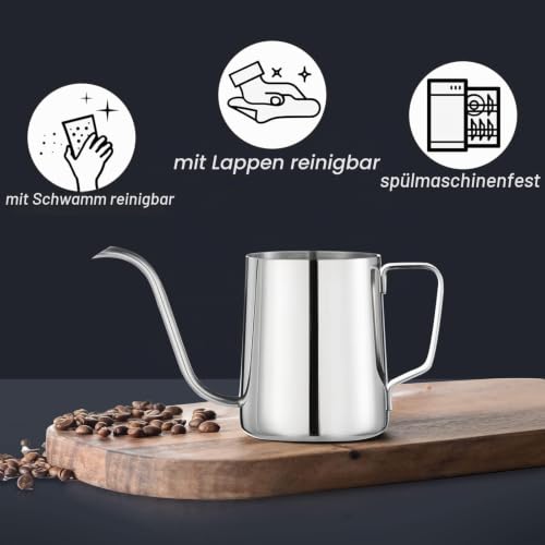 PARACITY Schwanenhals Kaffeekanne, 350ml 304 Edelstahl spülmaschinenfest – Ansicht 5