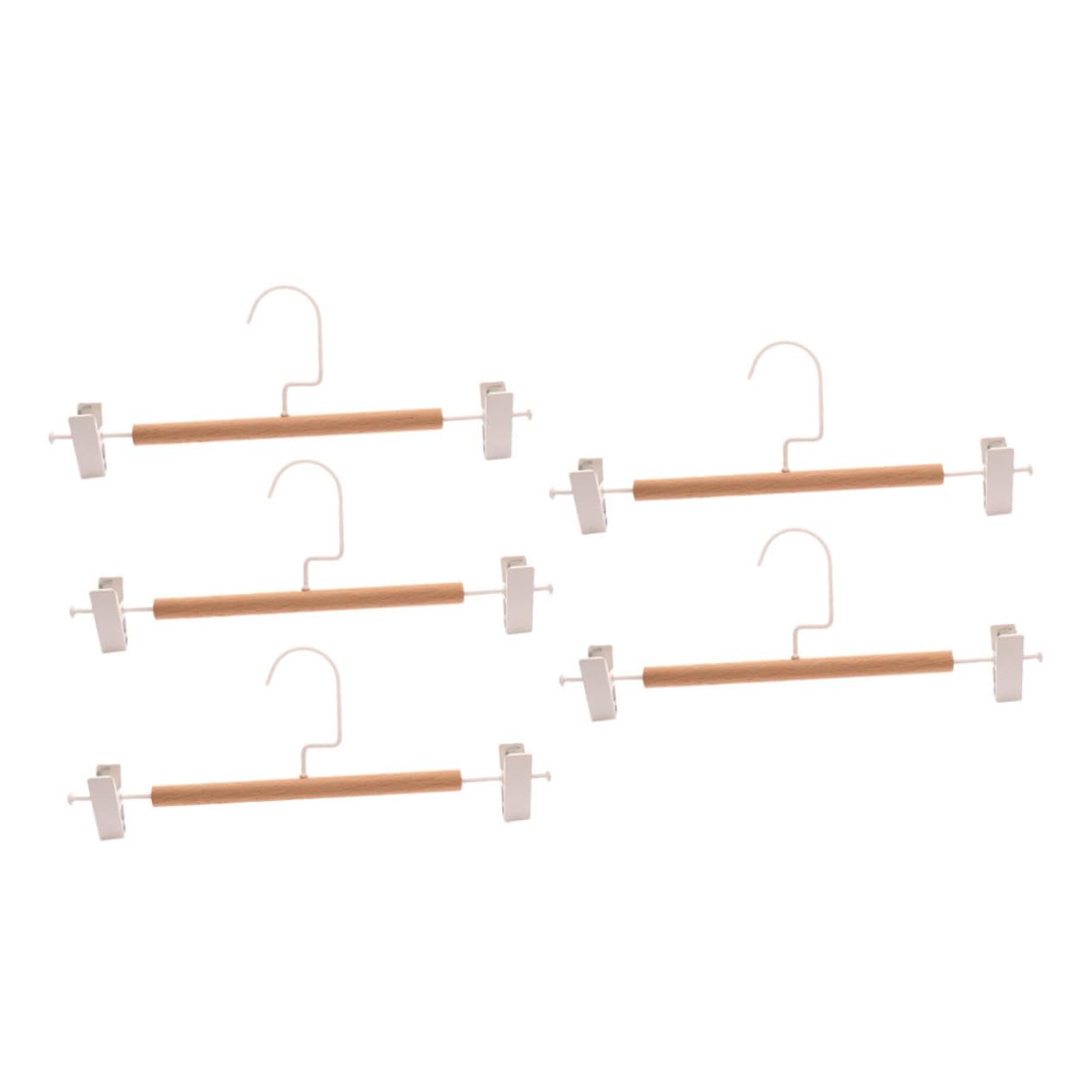Alipis 5Pcs Beech Wooden Trouser Rack Pants Hangers with Clips Laundry Hanger for Organizing Trousers and Pants