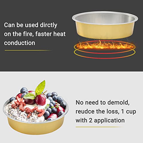 Beasea Disposable Pie Tins 4 Inch, 50 Pack Mini Tart Pans With Lids, 8 Oz Golden Aluminum Pie Pan Tin Tart Pans Round Oven Baking Mini Cake Pan For Pie Tart Quiche #TOP4