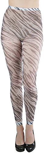 Image of ToBeInStyle Women's Footless Opaque Animal Zebra Tiger Tights Hosiery