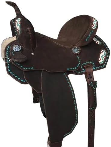 Humayl Saddlery Western Barrel Racing Wooden Tree Horse Saddles Handmade Premium Leather Comfort Horses Trail Equestrian Tooled Carved Horse Saddle Riding Size: 10-18 inch MOA04