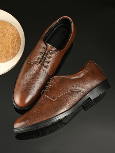 Image of Massari Genuine Leather Derby Lace Up |Formal Shoes for Men for Office | TPR Sole
