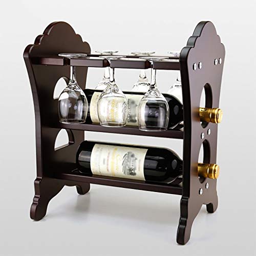 Range-bouteille avec porte-verre suspendu et support à bouteilles créatif