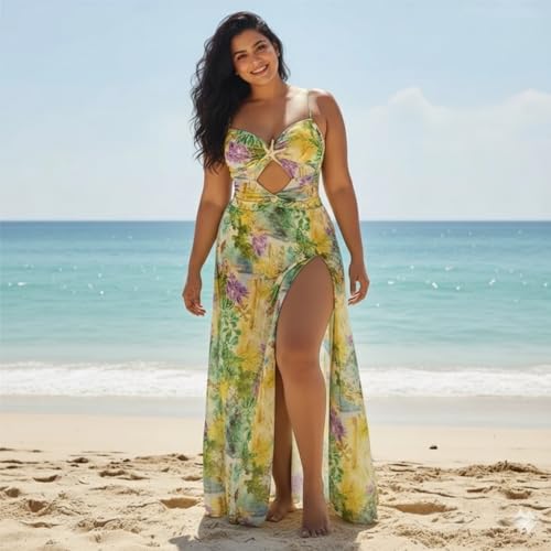 Image of AARAM Stylish Premium Women's One Piece Swimsuit with Cover Ups Wrap Skirt Sarong Floral Print Monokini Tummy Control Swimwear, Printed Costume Women Beach Wear