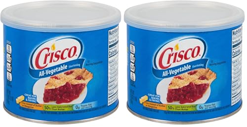 Grasa vegetal Crisco 100% vegana | Crisco shortening manteca vegetal perfecto sustituto de la mantequilla en variedad de recetas de repostería (Paquete de 2)