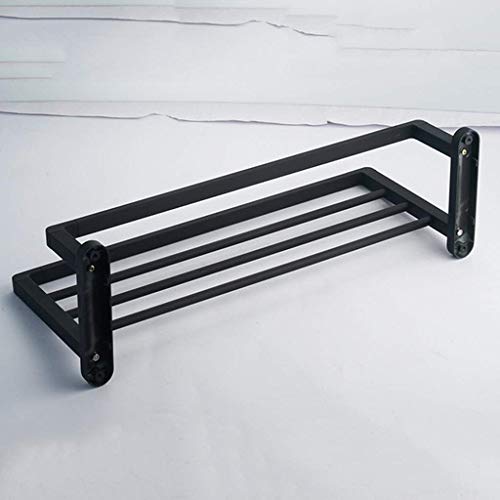 Toallero de baño de acero inoxidable negro mate con diseño de doble barra sofisticado 6