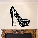 Wandtattoo Wandsticker Wandaufkleber,Geben Sie einem Mädchen die richtigen Schuhe Marilyn Monroe Quote Wall Decal Schlafzimmer Mädchen Zimmer Marilyn Monroe Inspirational Quote Sticker 56cmx56cm