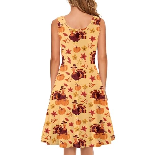 Image of TOADDITDO Women's Sleeveless O Neck Beach A-Line Party Coctail Tank Dresses Flared Sundress