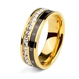 18K Gold Plated Roman Numeral Cubic Zirconia Ring for Women, Square CZ Gold Rings for Men, Spinner S