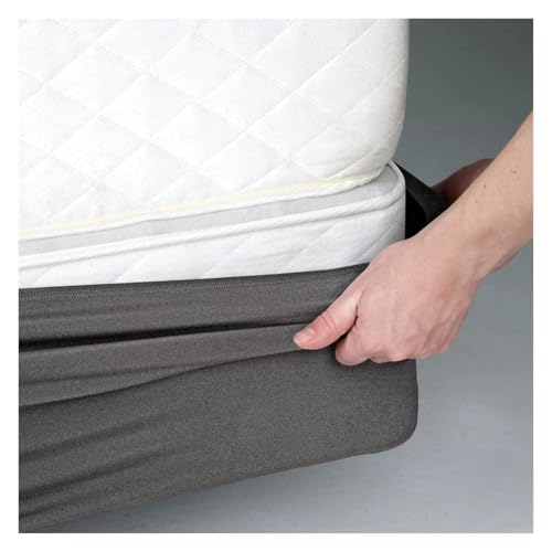 Boxspring-Bezug um das Bettkasten, Matratzenschutz, 4 Seiten, elastisches Bettkasten-Set für Doppelbett, Doppelbett, Queen-Size-Bett, Dunkelgrau, Queen-Size-Bett, 180 x 200 cm
