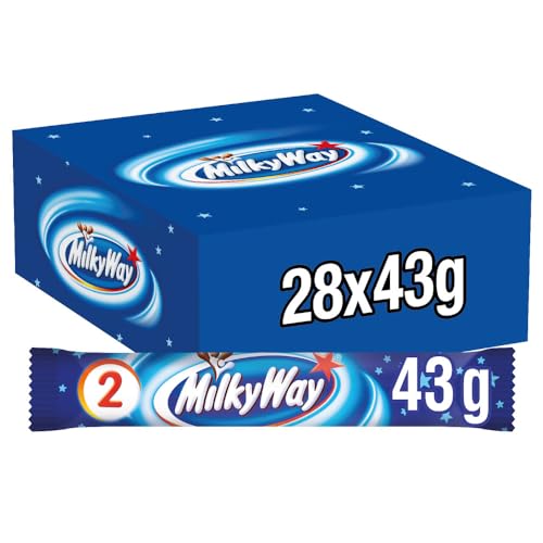 Milky Way Chocolatina de delicioso Turrón blanco recubierto de Chocolate con Leche (28 x 43g)