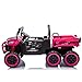 BCARORUR 24V Ride On Toys for Big Kids, 4WD 6X6 2 Seater Ride On Dump Truck with Remote Control, 20inch Seat, 3 Speeds, High Efficiency Battery, 4X100 Motors, Music, Ride On Car for Boys Girls, Pink
