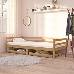 JUNZAI Cajones para sofá Cama 2 Piezas, Sofa Cama, Sofas De Salon, Sillón Sofá Cama, Sofas Modernos, Madera Maciza Pino marrón Miel