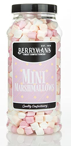 Original Mini Marshmallows Mini Mallows Retro Sweets Gift Jar By Berrymans Sweet Shop - Classic Sweets Traditional Taste.