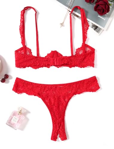 Image of Avidlove Sexy Lingerie Set for Women Lace Bra and Panty Sets Underwire Push Up Lace Lingerie Set XS-XXL