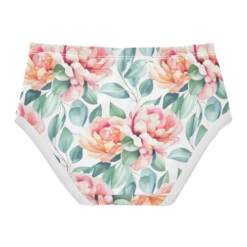 Joisal Watercolor Pink Flowers Little Girl Panties Toddler Underwear Floral Cotton Pattern Briefs Girls Undies 2t2