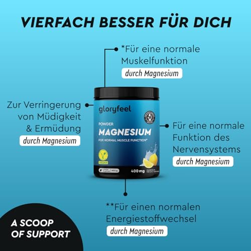 Magnesium Komplex Pulver 600g - Hochdosiert mit Bisglycinat, Citrat & Malat - Schnelle Löslichkeit - Für Muskeln, Nerven & Elektrolyt-Haushalt* - Zitronengeschmack - 100% rein und laborgeprüft – Bild 4