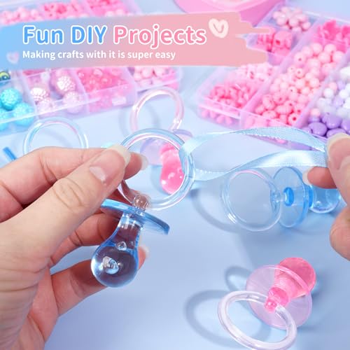 Image of Pacifiers for Baby Shower Game, 36 Plastic Pacifiers for Baby Shower Decoration DIY, Large Size Baby Shower Pacifiers, Gender Reveal Party Table Scatter /Hunt Baby Shower Game Props(Blue&Pink, 2.75 in)