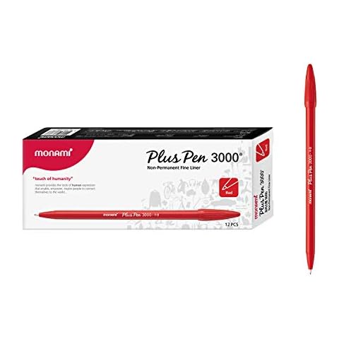 MONAMI Plus Pen 3000 Fine Liner Red, 12-Count Cover