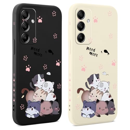 Coiwxmoi 2 Pièces Coque pour Samsung Galaxy A35 5G 6,6 Pouces, Étui de Protection avec Aesthetic Design Motif, Antichoc Silicone TPU Anti-Rayures Housse Etui Bumper Cover pour Samsung A35 5G, Chat 03
