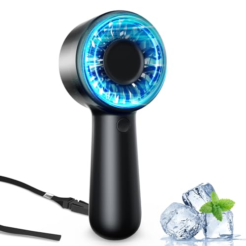 AUIIAH Portable Handheld Fan Personal Small Turbo Hand Fan Powerful, Cooling, Lanyard, USB Rechargeable, 5 Speeds, Makeup, Gifts for Women Men, Kid, Mom, Hot Summer, Travel, Sports, Wedding Use