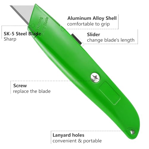 Image of DIYSELF 2 Pack Heavy Duty Box Cutters, Retractable Utility Knives for Boxes | Comfort Grip Utility Knife for Cardboard, Plastic, Vinyl and Carpet; Durable PVC Pipe Cutter for Garage and Home Use