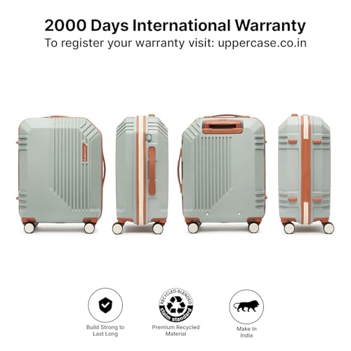 Image of uppercase Vector (Cabin) 55cm, Sustainable Trolley Bag, Hardsided Anti-Scratch 8 Wheel Double Spinner Luggage, TSA Lock & Anti-Theft Zippers, Suitcase for Unisex, 2000 Days Warranty (Green)