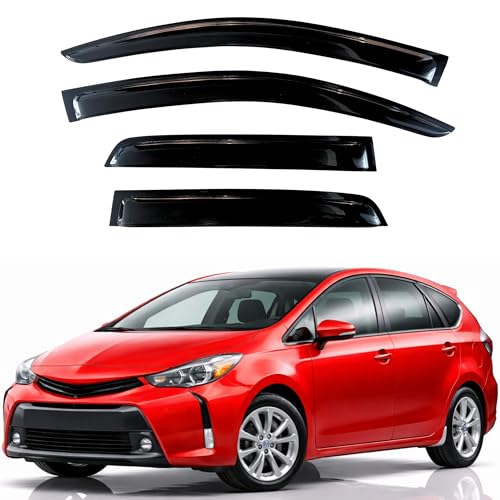 Image of KPY Rain Guards Fit for 2012-2017 Toyota Prius V, Out-Channel Window Visors Vent Wind Deflectors 4PC, Car Accessories for 12-17 Prius V (Prius V Model Only)