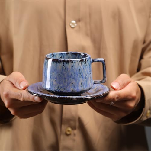 Taza de café retro de gres con patrón irregular para reconectar con la calma 7
