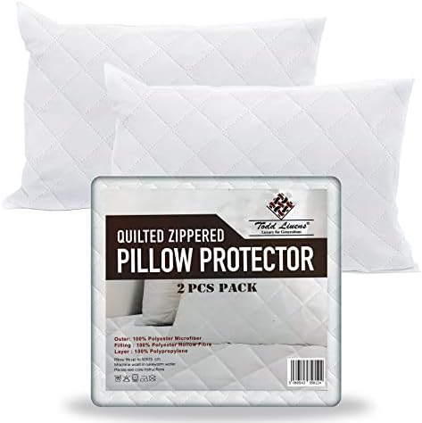 Pillow Protectors 2 Pack Quilted - Breathable 85 gsm Microfiber Pair Pillow Protectors 2 Pack White 50x75 cm