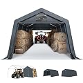 Sophia & William Storage Shed, 13x22 ft Portable Garage Heavy Duty Carport, Outdoor Motorcycle Sheds Yard Car Port Shelter Storage Tents Car Canopy with Roll Up Doors and Ventilation, Grey
