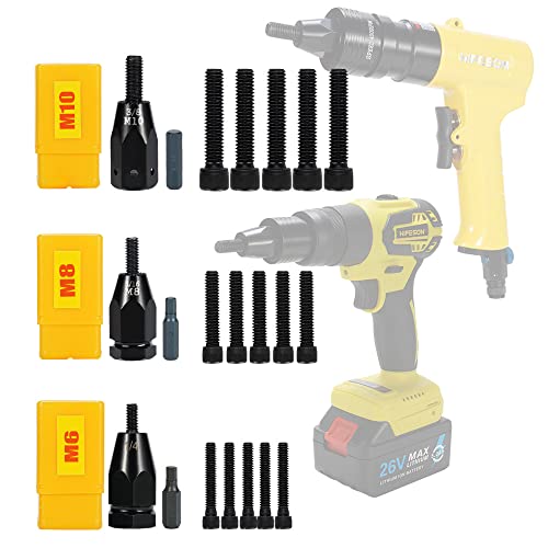HIFESON Pneumatic Self-Locking Rivet Nut Gun Head(Replacement Mandrel Each 5pcs?for Pneumatic Rivet Nut Gun (M6 M8 M10)
