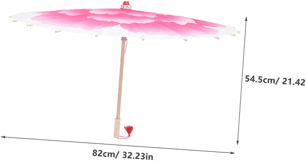 Ciieeo Handmade Chinese Oil Paper Umbrella Peony Flower Design Stick Parasol for Women Weather Protection 82cm Vintage Asian Decorative Festival Umbrella